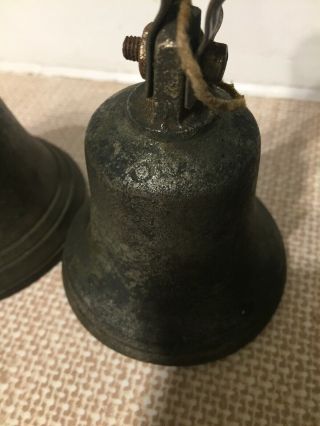 2 X Vintage Old Antique Cast Iron ? Small Bells Door & M & S 13 2