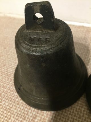 2 X Vintage Old Antique Cast Iron ? Small Bells Door & M & S 13 3