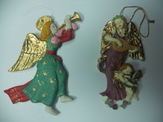 Set Of 2 Vintage Angels Christmas Ornaments.  Very Rare And Collectible