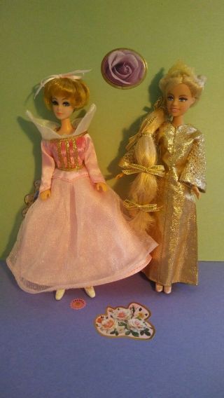 Vintage Topper Dawn/pippa " Htt Dawn " Doll And " Mattel Mini Princess " Doll 