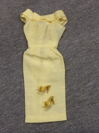 Vintage Barbie Pak Yellow Silk Sheath Dress Complete