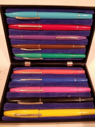 Vintage Rare Expresso 49 Markers Pens Set Of 10 In Hard Case Multi - Color U.  S.  A.