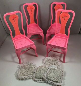 Barbie Sweet Roses Magical Mansion 4 replacement dining chairs cushions 1984 3