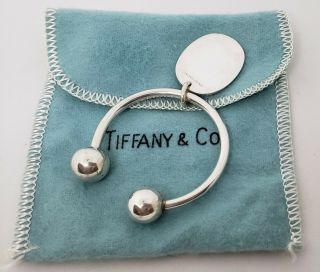 Tiffany & Co.  Vintage Sterling Silver 925 Keyring And Tag Charm Pouch