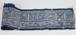 Tribal exotic chinese Minority people ' s old hand batik fabric textile 1.  29M 2