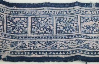 Tribal exotic chinese Minority people ' s old hand batik fabric textile 1.  29M 3