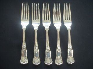 Set Of 5 Vintage Silver Plated Dinner Forks Kings Pattern John Turton 8 "