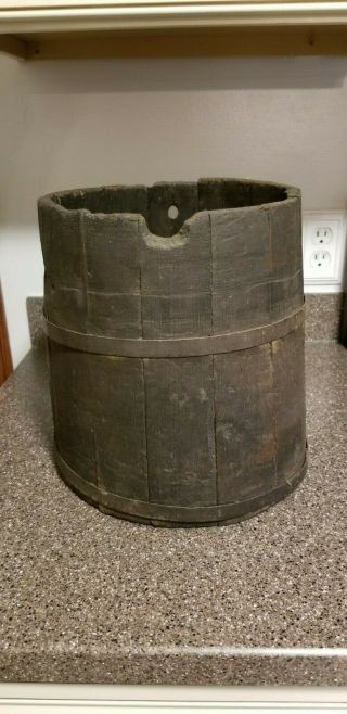 Vintage Antique Wood Bucket Wooden Bucket Water Bucket
