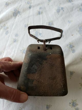 Antique Vintage Rustic Metal Cow Bell - 5.  5” Tall - Old Weird Clapper