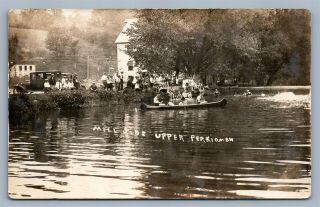 Mill Side Upper Perkiomen Pa Boating Antique 1910 Real Photo Postcard Rppc