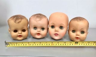 4 Large Vintage Creepy Baby Doll Heads Halloween Craft Open/close Eyes 6” Tall