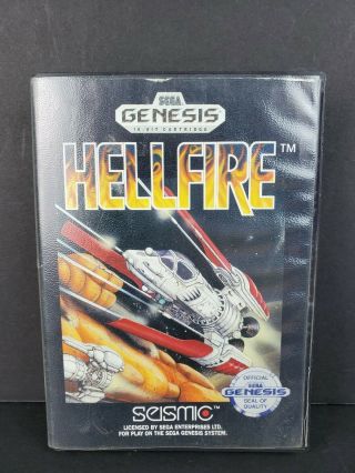 Hellfire (sega Genesis,  1990) Shmup Shooter Game Cartridge And Case Rare