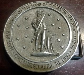 National Society Of The Sons Of The American Revolution Pewter Belt Buckle