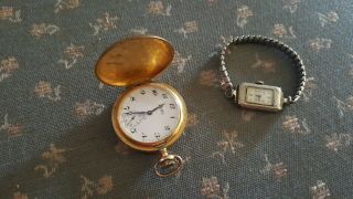 Vintage Rollie Pocket Watch Gold Plated Great And Elgin Womens Watch