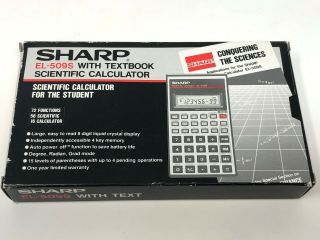 Sharp El - 509s Rare Scientific Vintage Calculator W/box & Books B515
