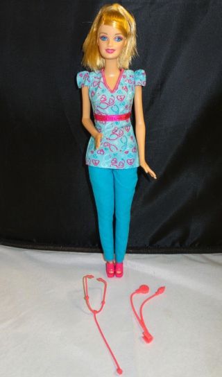 Rare Mattel Barbie Career Nurse Doll W/ Blood Pressure Cuff & Stethoscope