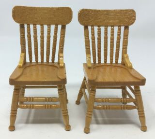 Vintage Dollhouse Miniature Light Wood Chairs Furniture