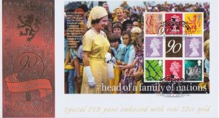 Gb Stamps Rare First Day Cover 2016 Queen Prestige Pane With Gold 90 Stamp