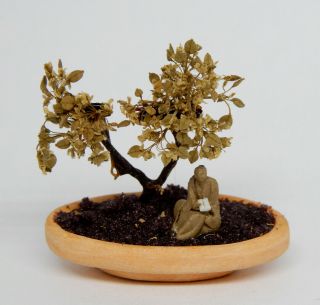 Vintage Bonsai With Mudman - Artisan Dollhouse Miniature 1:12