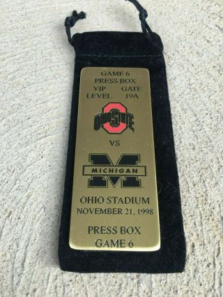 Rare 1998 Ohio State Vs Michigan Game Ohio Stadium Press Box Ticket Paperweight