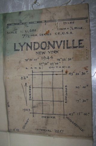 1944 Vintage Map Of Lyndonville Ny Canvas Backed