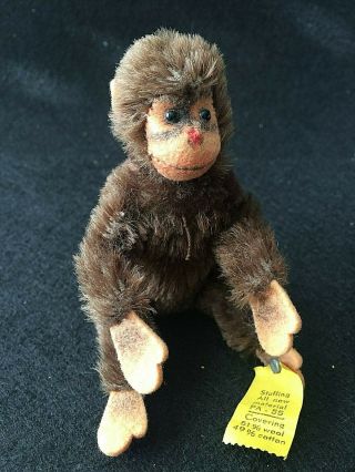 Vintage Miniature 3.  5 " Steiff Chimp - Jointed With Full Tag 531103 Made /germany