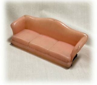 Vtg 1950s Pink Dollhouse Doll Renwal Sofa Couch 78 Black Trim 3/4 Scale 1:16