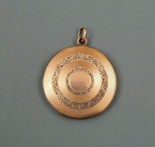 Antique Victorian Rose Gold Filled Engraved Photo Locket Pendant
