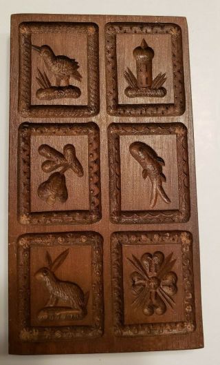 Antique Hand Carved Wood Springerle / Cookie Board - 6 " By 3 3/4 "