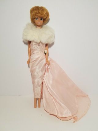 Vintage Mattel Blonde Bubblecut Barbie Doll Wearing Enchanted Evening With Stole