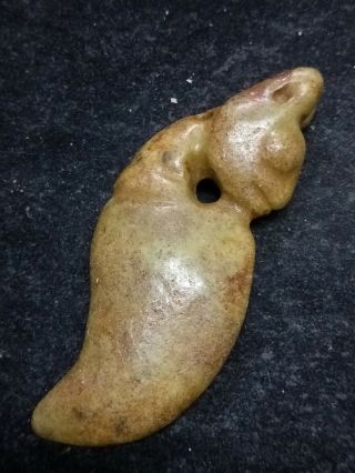 Old Chinese Neolithic Hongshan Jade Hand Carved Amulet Pendant Pig Beast B6123