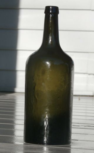 Antique Carlsbad L S Whittled Black Glass Mineral Waters - Bitters Bottle