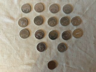 14 Vtg Sunoco Antique Car Coins Series 1 Cracker Jack Mystery Club Shell Coin