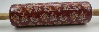 RARE PIONEER WOMAN ROLLING PIN - BURGUNDY - AUTUMN HARVEST - FALL - FLORAL 2