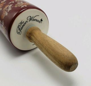 RARE PIONEER WOMAN ROLLING PIN - BURGUNDY - AUTUMN HARVEST - FALL - FLORAL 3