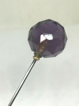 Antique Hat Pin Soft Lilac Faceted Sphere.  Final Touch For Your Hat.  Collectible