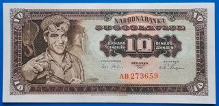 Yugoslavia,  10 Dinara 1965,  Big Size Ser.  Numbers,  Unc,  Rare Type