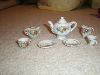 ANTIQUE Porcelain Japanese Tiny Tea Set WITH TRAY 3