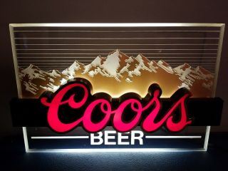 (vtg) 1986 Coors Beer Edge Lit 3 - D Light Up Mountains Sign Bar Hsme Room Rare