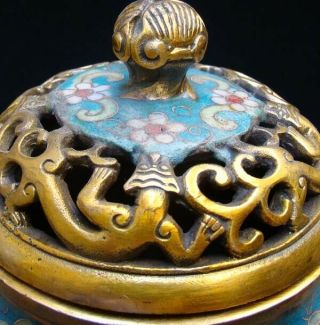 Handmade Carving Statue Elephant Brass Cloisonne Enamel Incense Burner 01 2
