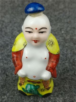 Collected Chinese Old Porcelain Snuff Bottle Handmade Carving Buddha Statue