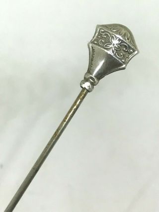 Antique Hat Pin Sterling Silver Top Of Elegance.  Lovely Collectible.