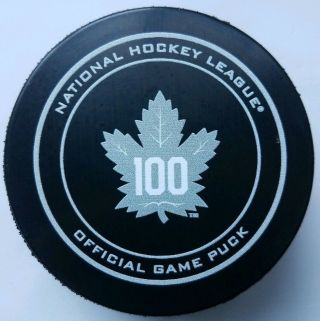 Toronto Maple Leafs 100years Nhl Rare Official Game Puck Sher - Wood Made Canada