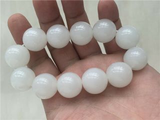 Exquisite 100 Natural Hetian Nephrite White Jade Handmade Beads Bracelet