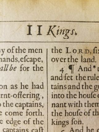 Antique 1683 King James Folio Bible Leaf 2nd Kings Chap 9:35 - 10:17 Joash Ahab.