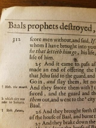 Antique 1683 King James Folio Bible Leaf 2ND KINGS Chap 9:35 - 10:17 JOASH AHAB. 2