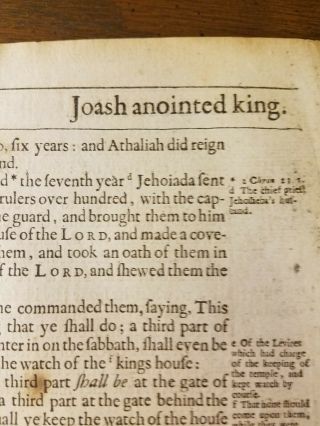 Antique 1683 King James Folio Bible Leaf 2ND KINGS Chap 9:35 - 10:17 JOASH AHAB. 3