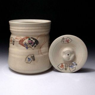 Fl17: Japanese Pottery Tea Ceremony Mizusashi,  Water Container,  Kyo Ware