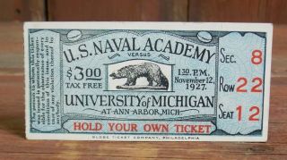 1927 Michigan Vs Navy Rare Vintage Ticket Stub 1st.  Year Michigan Stadium Eb45