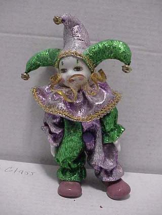 Vintage Harlequin Jester Clown Doll Porcelain 8 1/2 " Tall